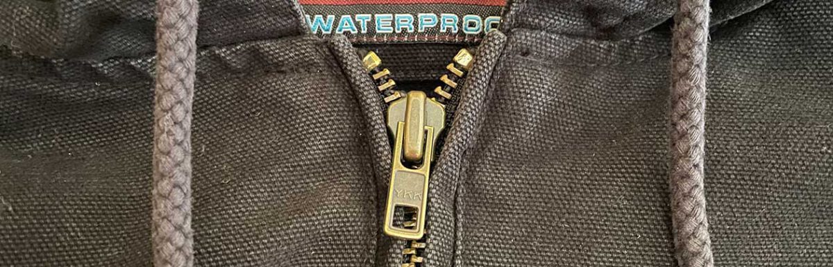 Waterproof jacket with new brass YKK zipper replacement
